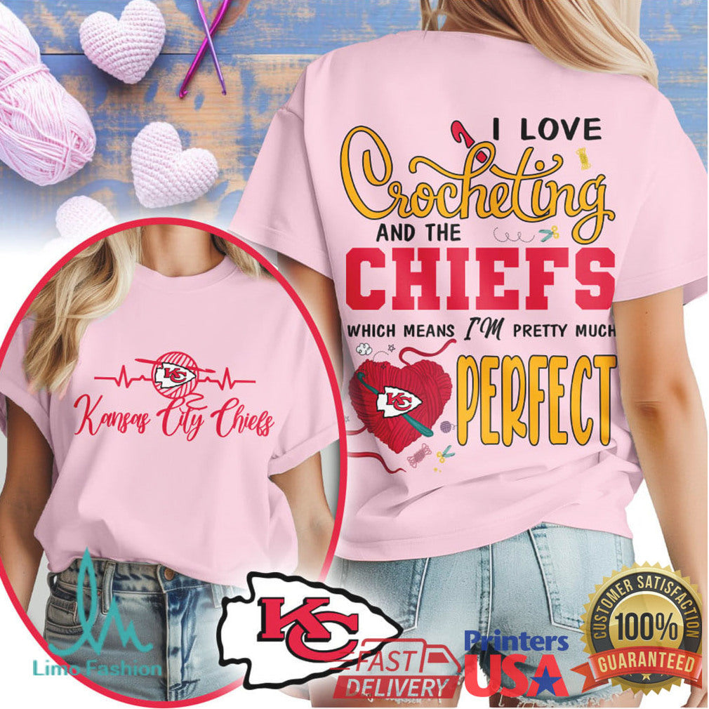 I Love Crocheting and the Kansas City Chiefs T Shirt Funny Crochet Tee - Limotees LLC