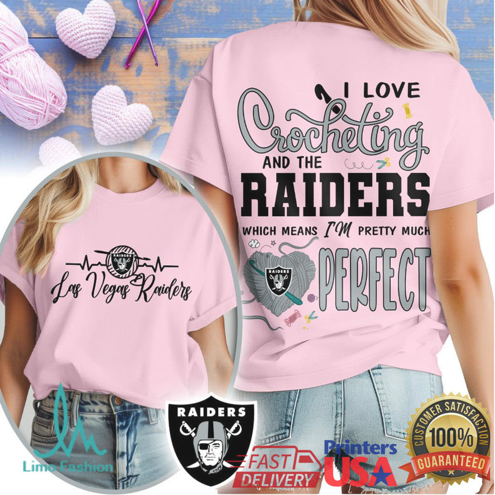 I Love Crocheting and the Las Vegas Raiders T Shirt NFL Crafter Gift - Limotees LLC