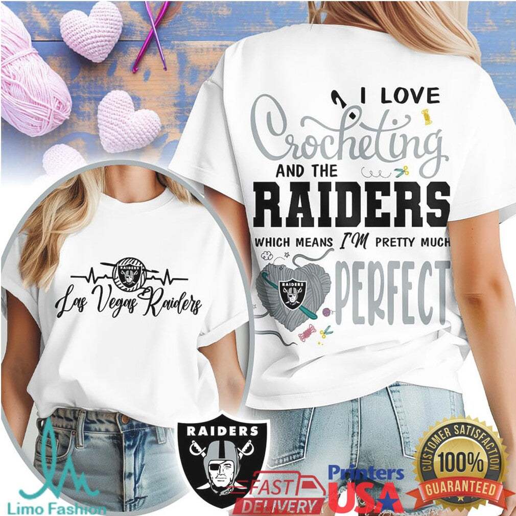 I Love Crocheting and the Las Vegas Raiders T Shirt NFL Crafter Gift - Limotees LLC