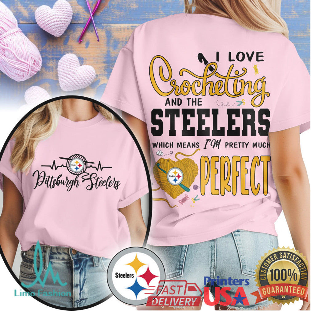 I Love Crocheting and the Pittsburgh Steelers T Shirt Women's Game Day - Limotees LLC