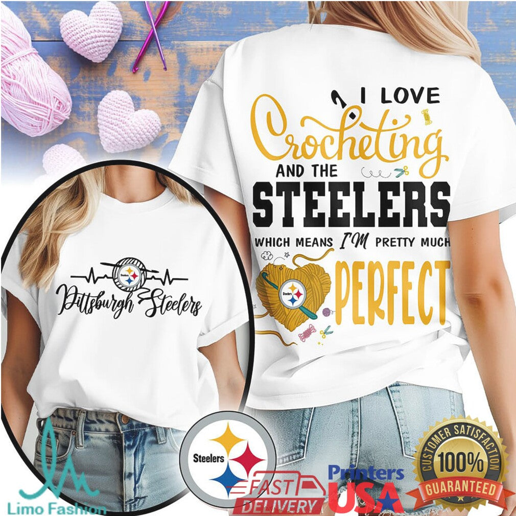 I Love Crocheting and the Pittsburgh Steelers T Shirt Women's Game Day - Limotees LLC
