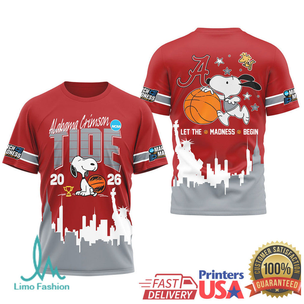 Alabama Crimson Tide 2026 March Madness Snoopy Basketball T Shirt - Limotees LLC