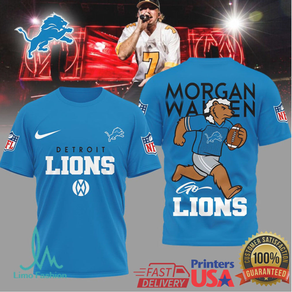 Detroit Lions Official NFL Morgan Wallen Fan 3D Shirt - Limotees LLC