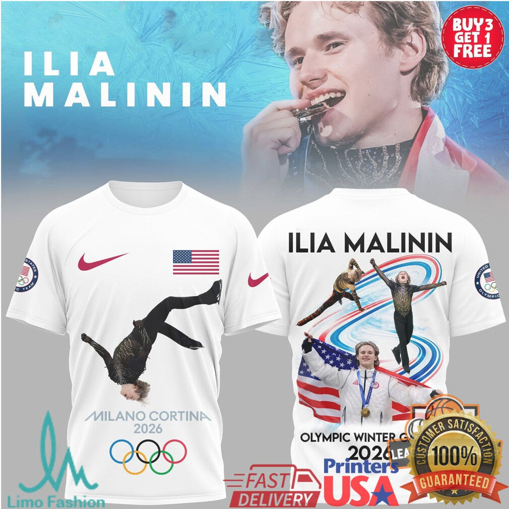 Ilia Malinin 2026 Winter Olympics Milan Cortina Gold Medalist T Shirt - Limotees LLC