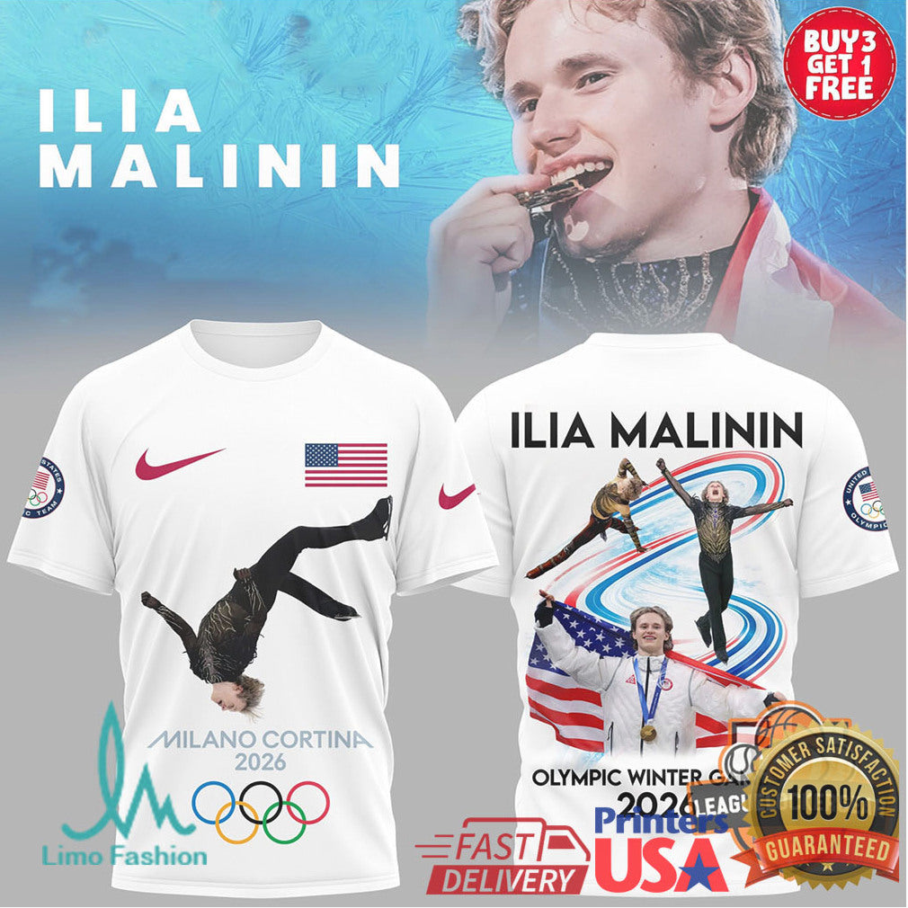 Ilia Malinin 2026 Winter Olympics Milan Cortina Gold Medalist T Shirt - Limotees LLC