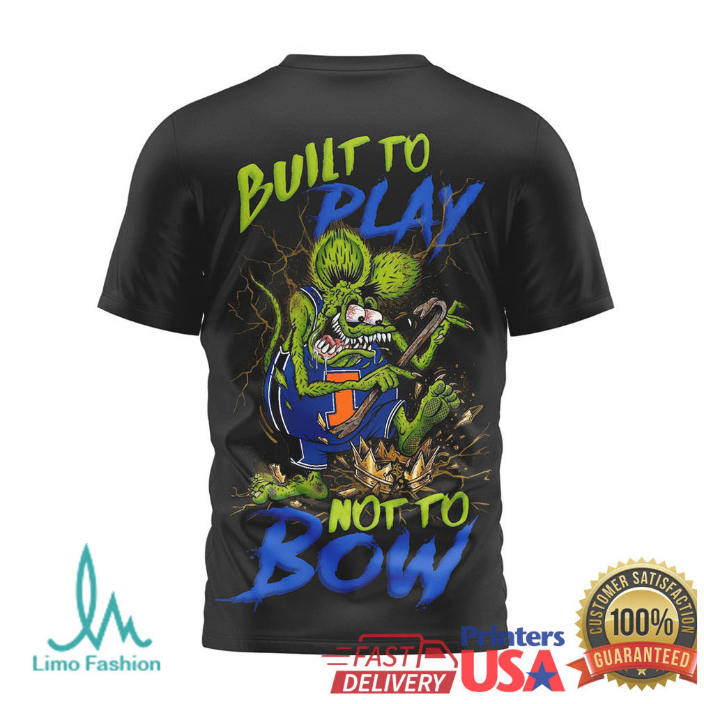 Illinois Fighting Illini “Built To Play” Rat Mascot T Shirt Black - Limotees LLC