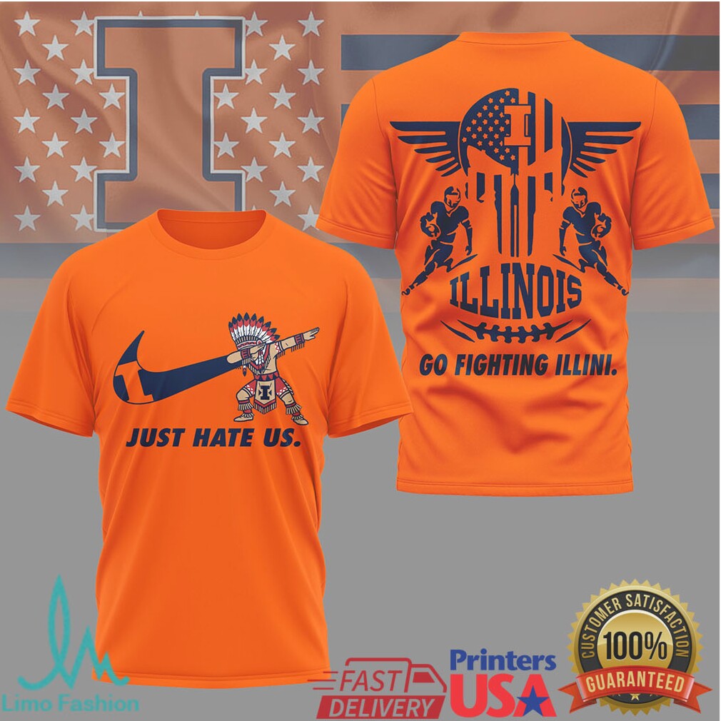 Illinois Fighting Illini Just Hate Us Dabbing Mascot Fan T Shirt - Limotees LLC