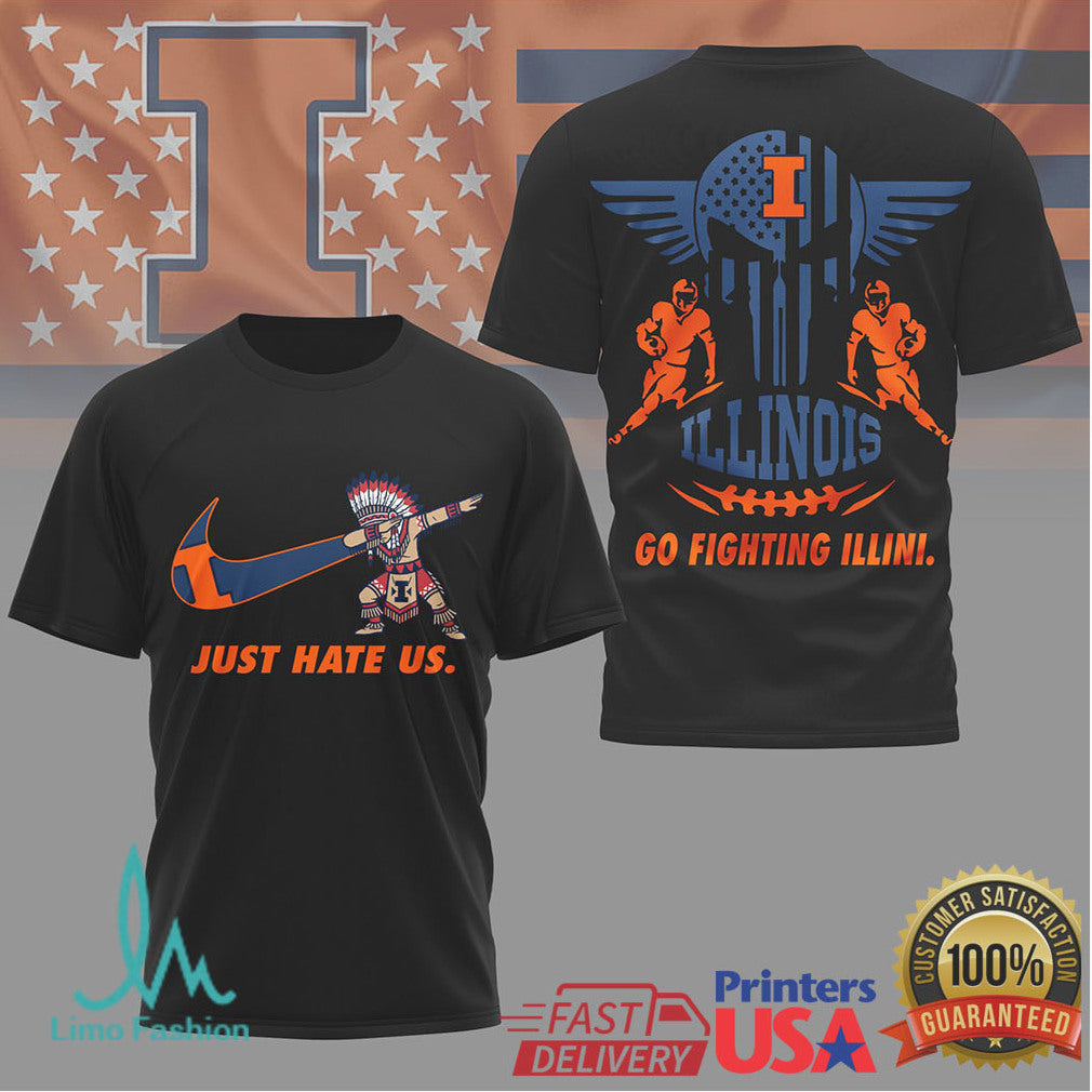 Illinois Fighting Illini Just Hate Us Dabbing Mascot Fan T Shirt - Limotees LLC