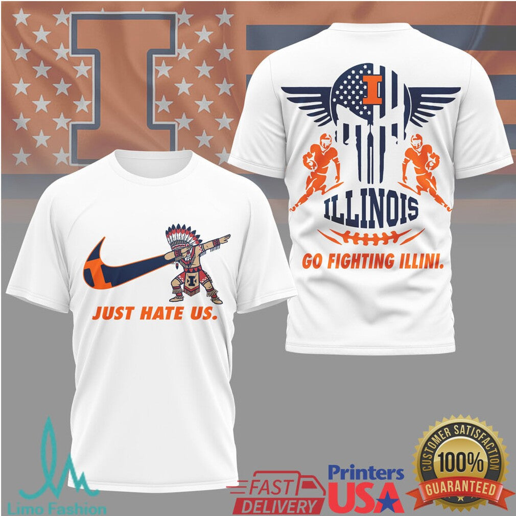 Illinois Fighting Illini Just Hate Us Dabbing Mascot Fan T Shirt - Limotees LLC