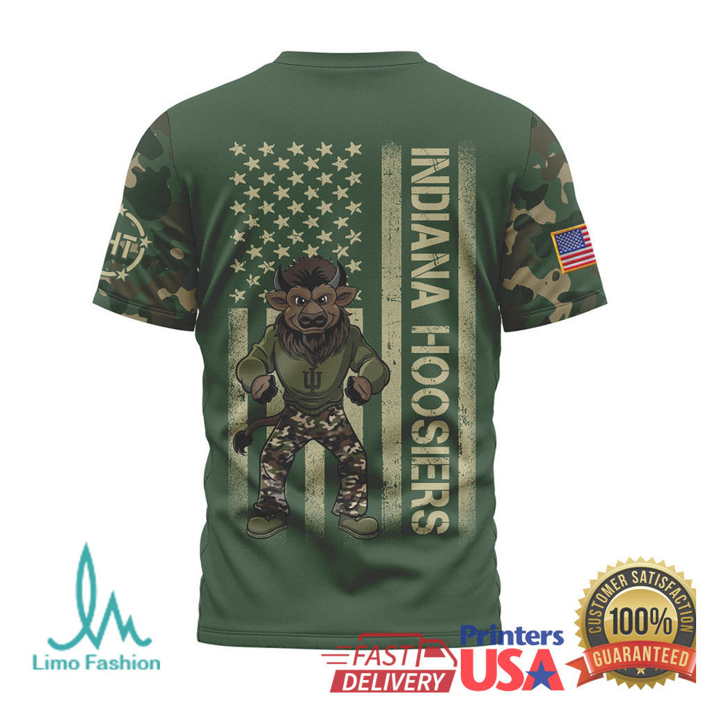 Indiana Hoosiers Military Elite Camo Flag Performance T Shirt - Limotees LLC