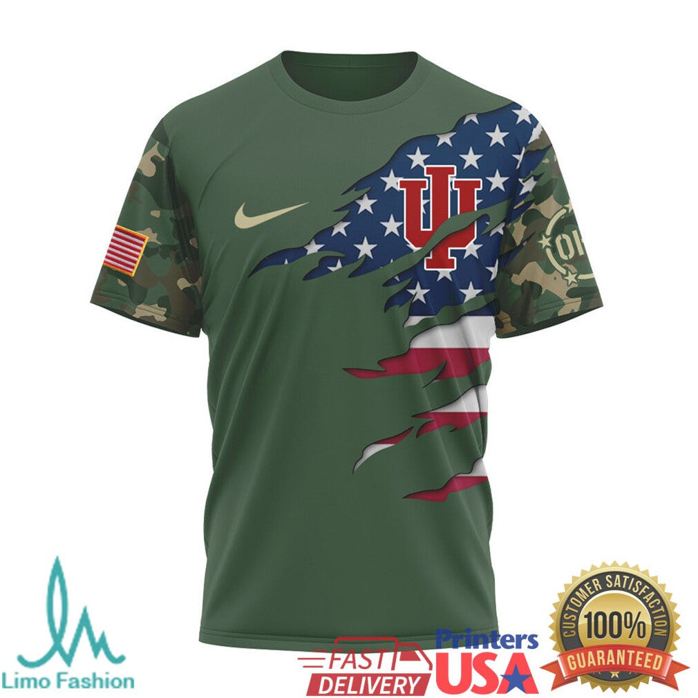 Indiana Hoosiers Military Elite Camo Flag Performance T Shirt - Limotees LLC