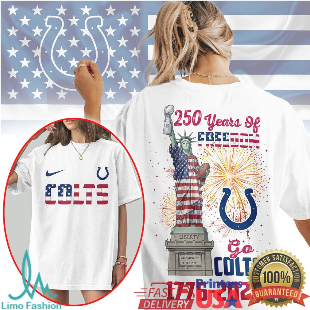 Indianapolis Colts 250 Years of Freedom 1776 2026 Patriotic Fan T Shirt - Limotees LLC
