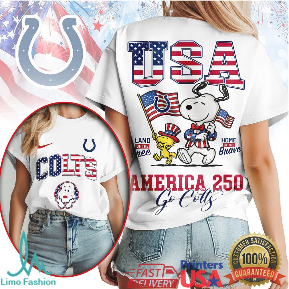 Indianapolis Colts America 250 Snoopy Patriotic USA T Shirt - Limotees LLC