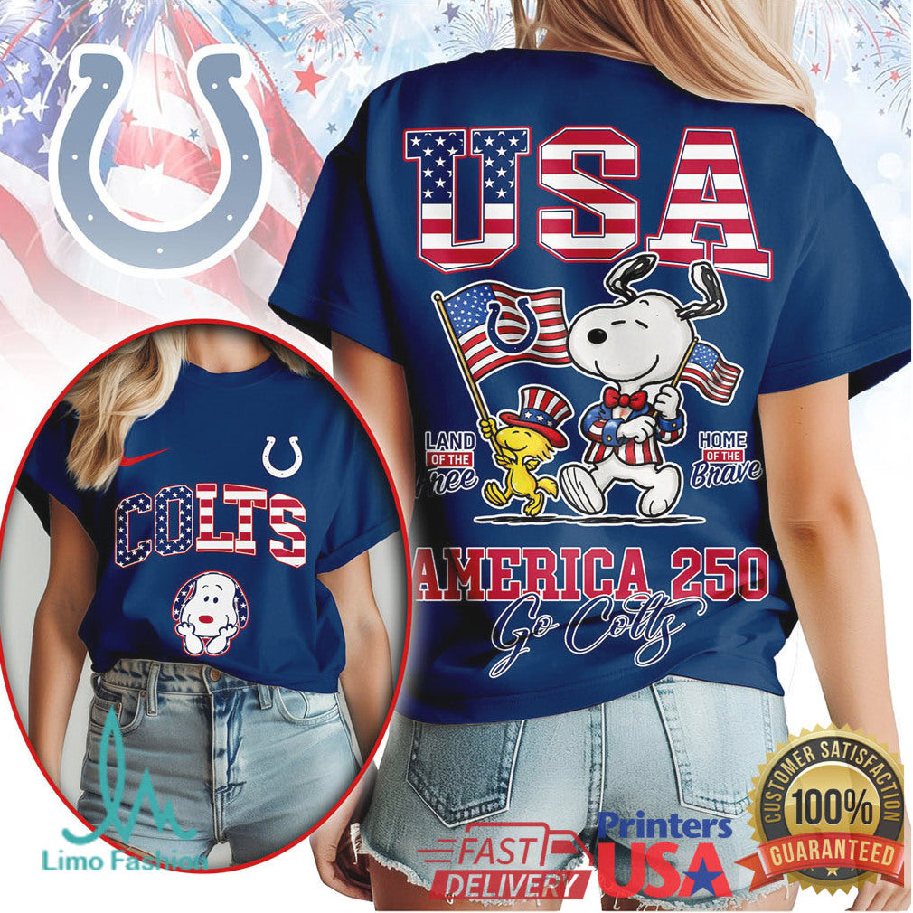Indianapolis Colts America 250 Snoopy Patriotic USA T Shirt - Limotees LLC