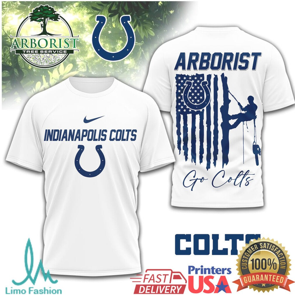Indianapolis Colts Arborist Tree Service American Flag T Shirt - Limotees LLC