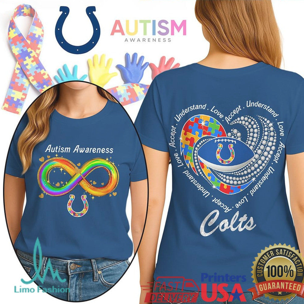 Indianapolis Colts Autism Awareness Shirt Neurodiversity Infinity Heart T Shirt - Limotees LLC