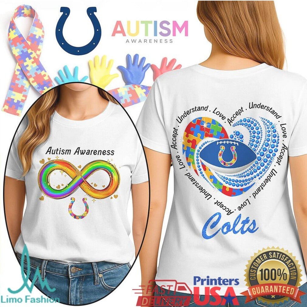Indianapolis Colts Autism Awareness Shirt Neurodiversity Infinity Heart T Shirt - Limotees LLC