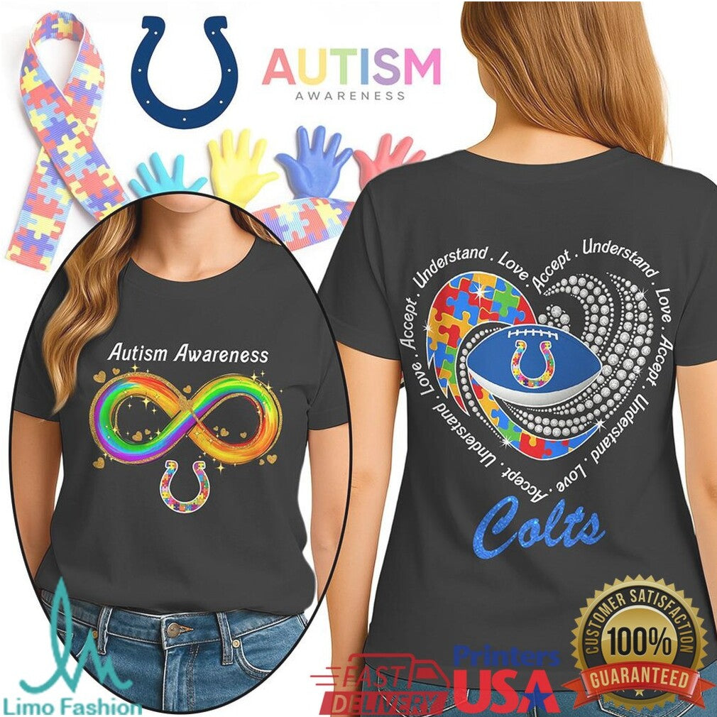 Indianapolis Colts Autism Awareness Shirt Neurodiversity Infinity Heart T Shirt - Limotees LLC
