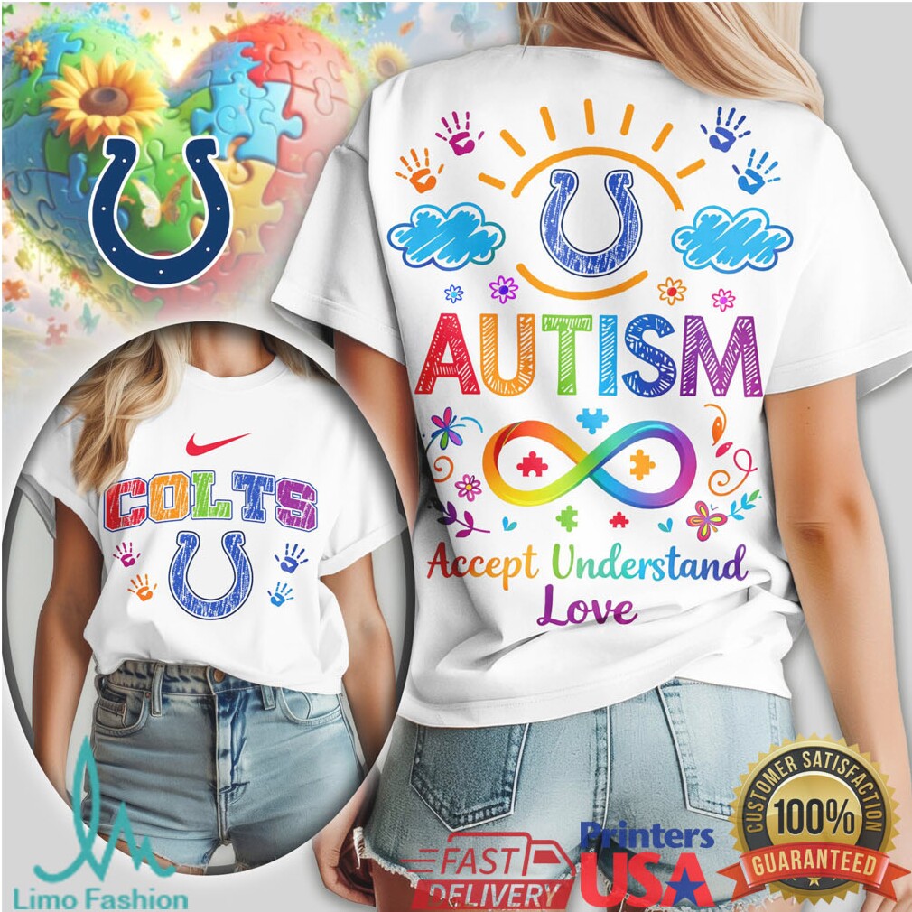 Indianapolis Colts Autism Awareness T Shirt Colorful Puzzle Infinity Design - Limotees LLC