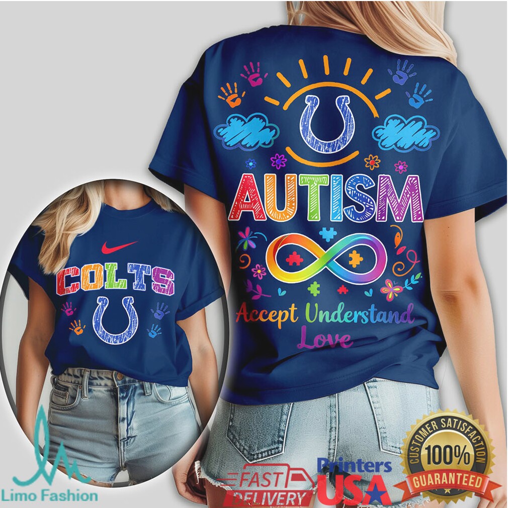 Indianapolis Colts Autism Awareness T Shirt Rainbow Infinity NFL Design - Limotees LLC