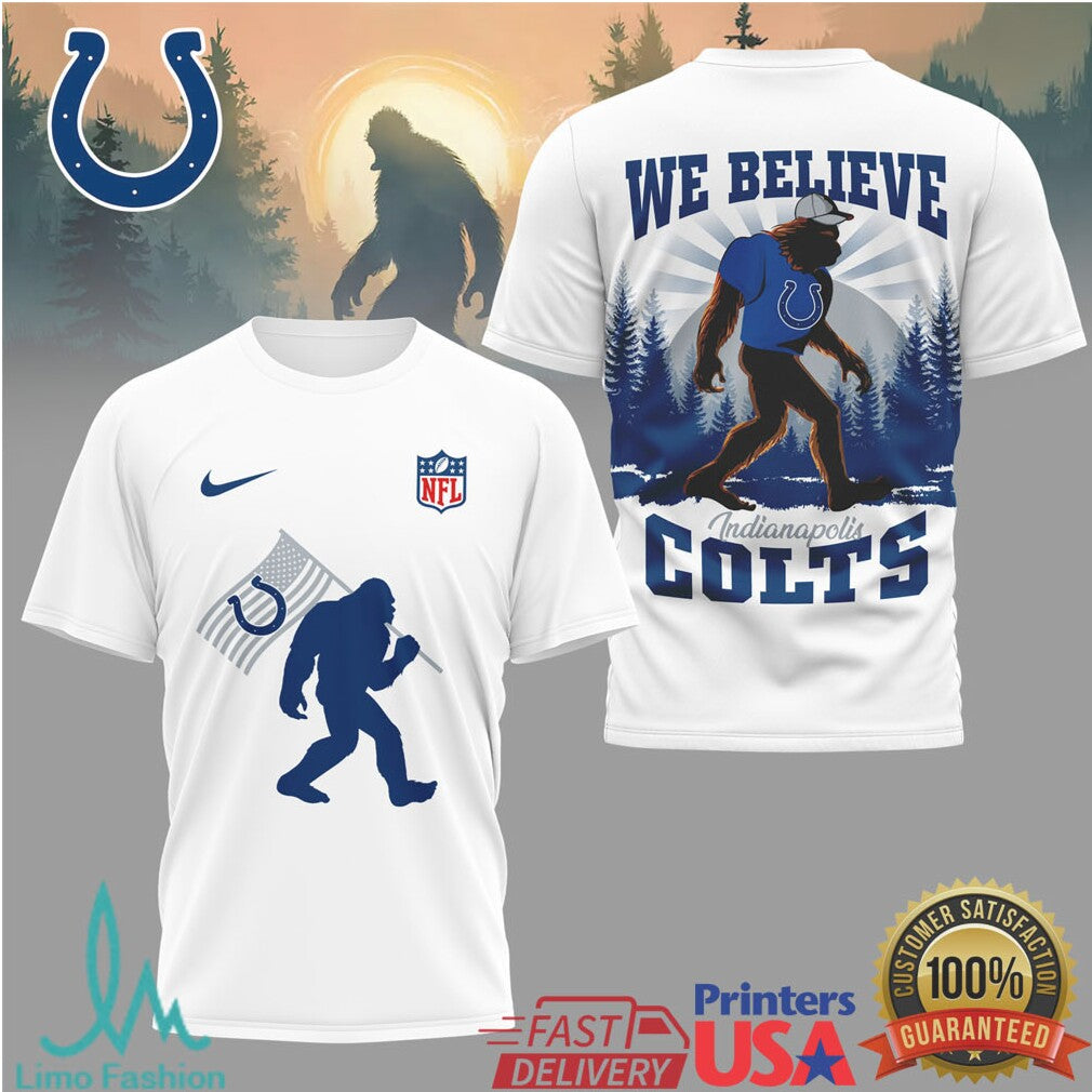 Indianapolis Colts Bigfoot We Believe NFL Graphic T Shirt - Limotees LLC