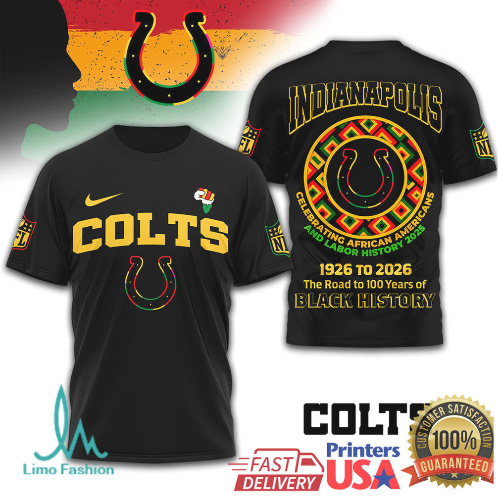 Indianapolis Colts Black History Month T Shirt Celebrating African Americans & Labor - Limotees LLC