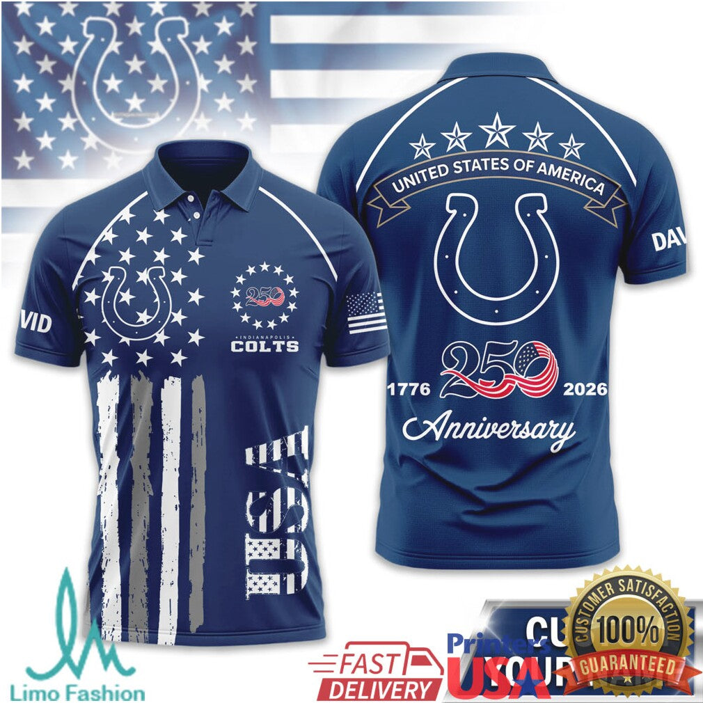 Indianapolis Colts Custom USA 250th Anniversary Patriotic T Shirt - Limotees LLC