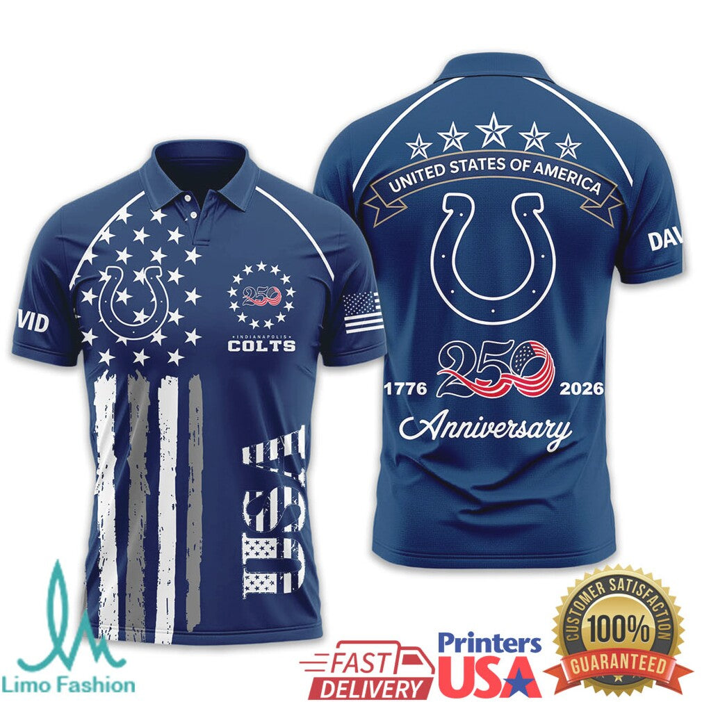 Indianapolis Colts Custom USA 250th Anniversary Patriotic T Shirt - Limotees LLC