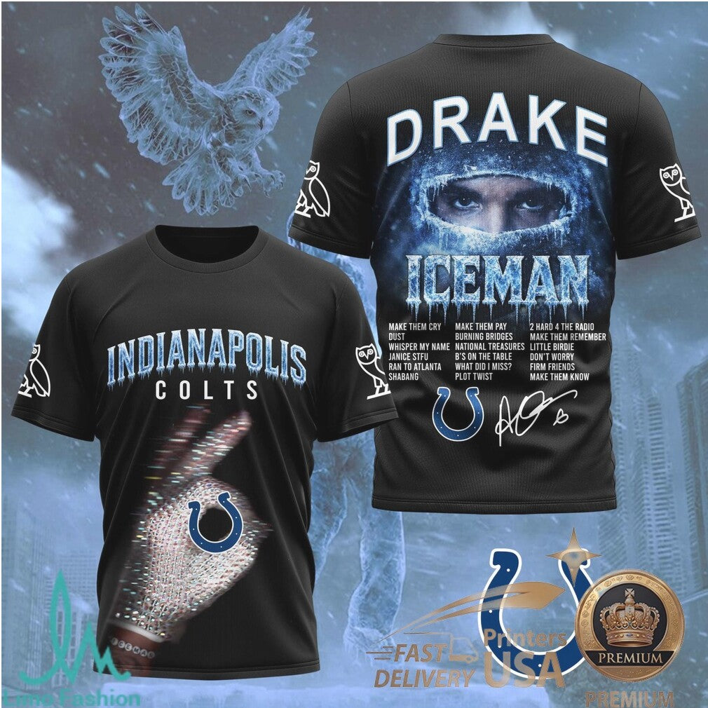 Indianapolis Colts Drake Iceman OVO Inspired Graphic T Shirt - Limotees LLC