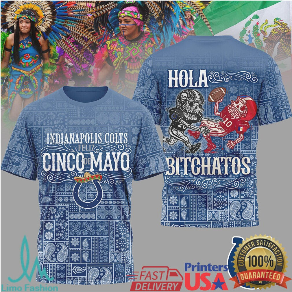 Indianapolis Colts Feliz Cinco De Mayo T Shirt Royal Blue Bitchatos Skeleton Football T Shirt
