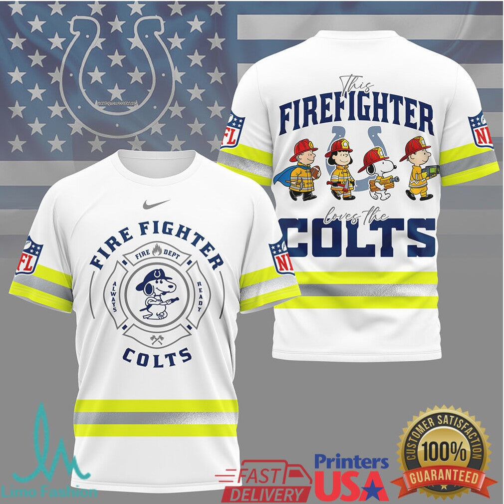 Indianapolis Colts Firefighter Snoopy Peanuts NFL Fan Apparel T Shirt - Limotees LLC