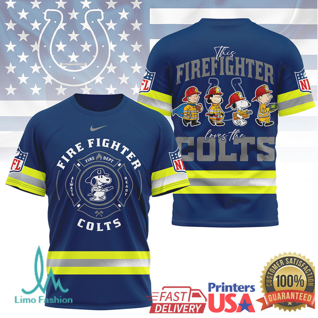 Indianapolis Colts Firefighter Snoopy Peanuts NFL Fan Apparel T Shirt - Limotees LLC