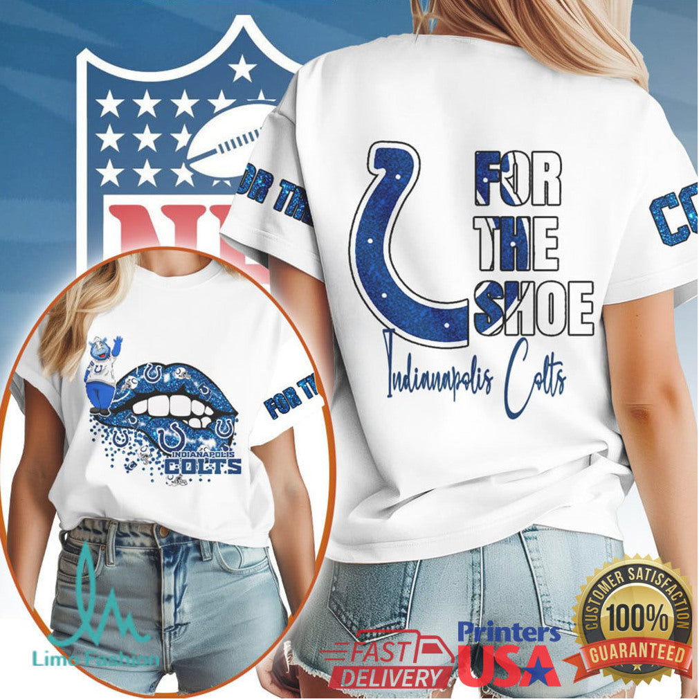 Indianapolis Colts For The Shoe Glitter Lips Horseshoe Gameday Shirt - Limotees LLC