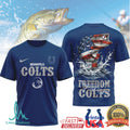 Indianapolis Colts Freedom Fishing Bass American Flag T Shirt - Limotees LLC