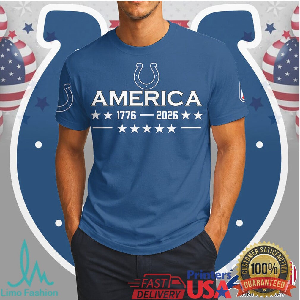 Indianapolis Colts Happy 250th Anniversary America Skull NFL T Shirt - Limotees LLC