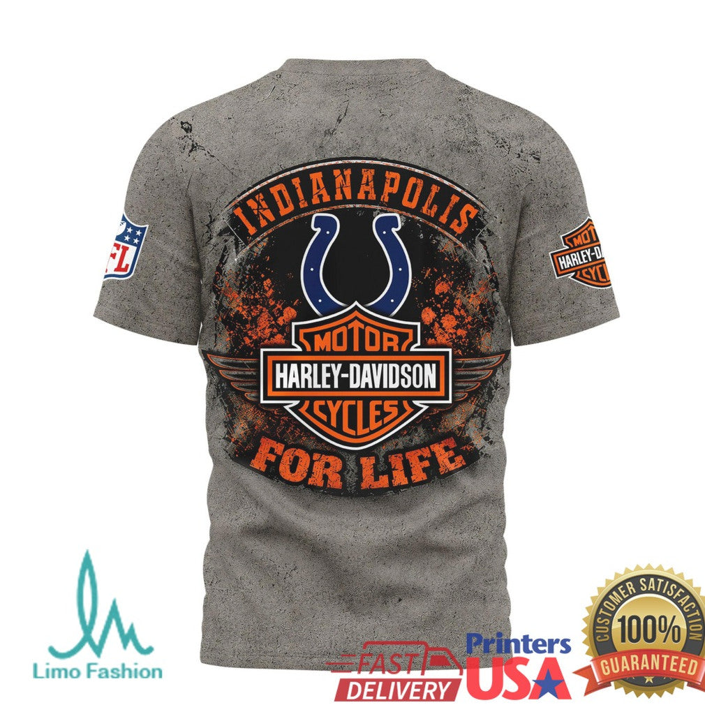 Indianapolis Colts Harley Davidson For Life Motor Motorcycle T Shirt - Limotees LLC