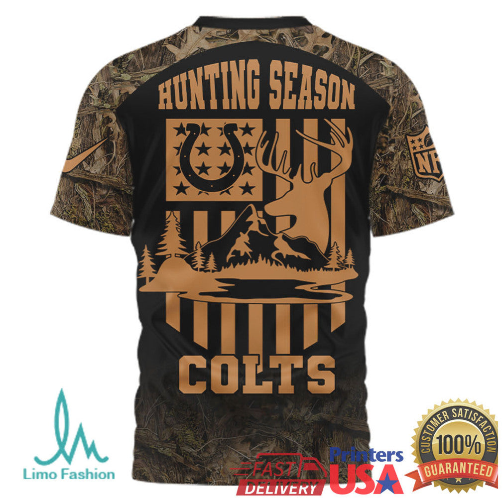 Indianapolis Colts Hunting Season Personalized Camo 3D Graphic T Shirt - Limotees LLC