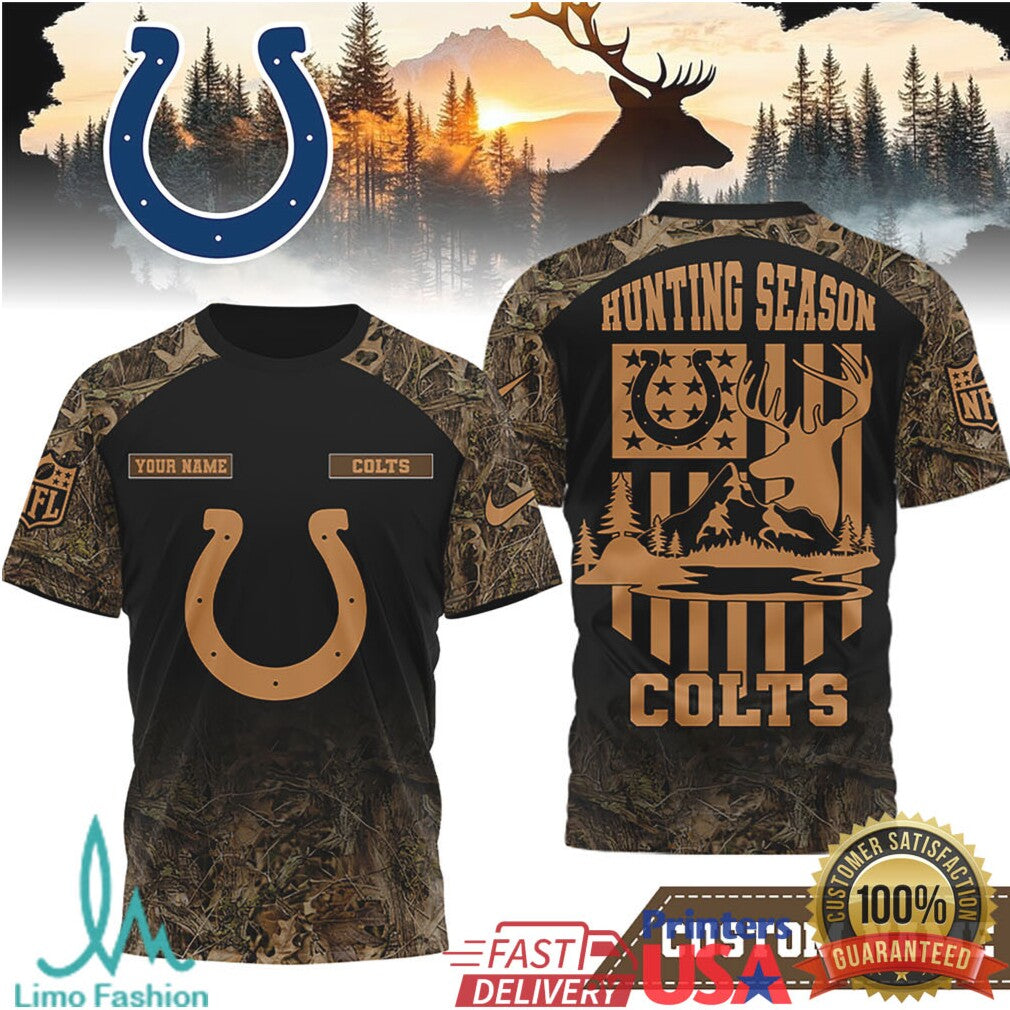 Indianapolis Colts Hunting Season Personalized Camo 3D Graphic T Shirt - Limotees LLC
