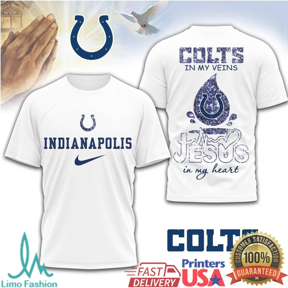 Indianapolis Colts Jesus in My Heart Christian NFL Supporter T Shirt