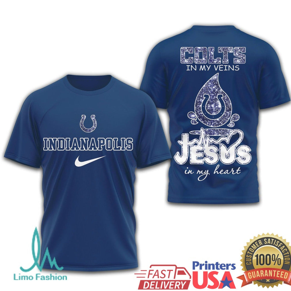 Indianapolis Colts Jesus in My Heart Christian NFL Supporter T Shirt