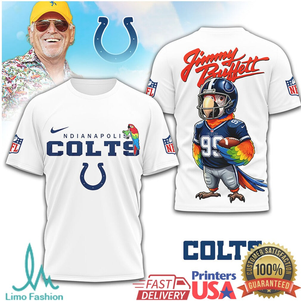 Indianapolis Colts Jimmy Buffett Parrot Head Mascot T Shirt - Limotees LLC