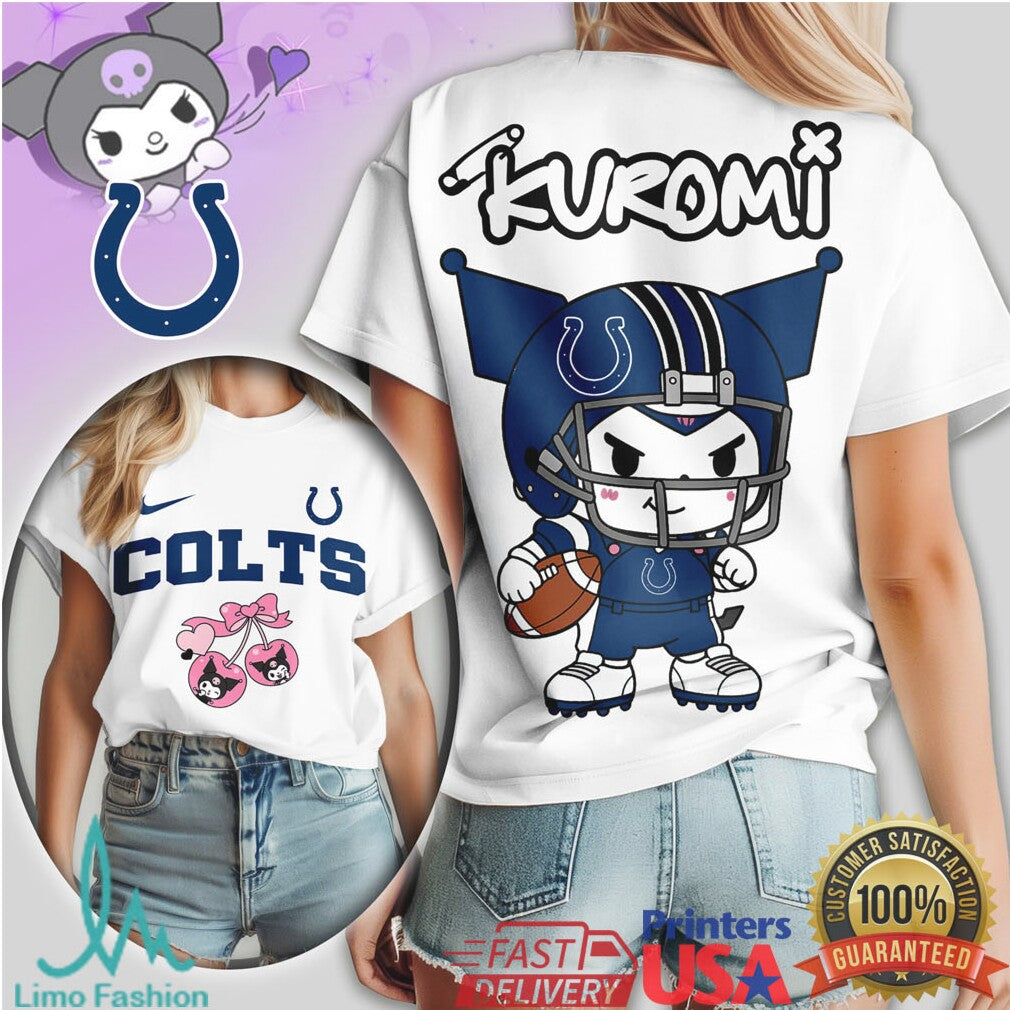 Indianapolis Colts Kuromi Sanrio Mascot Football T Shirt - Limotees LLC