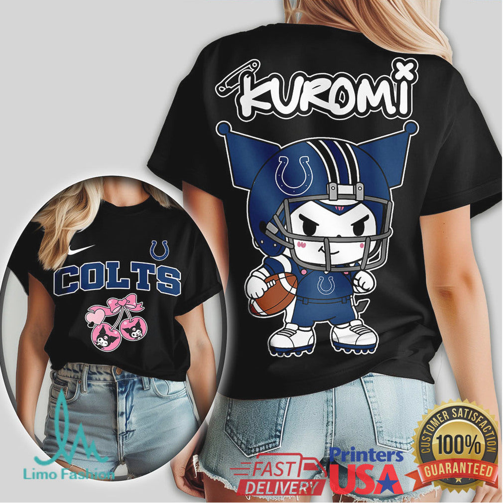 Indianapolis Colts Kuromi Sanrio Mascot Football T Shirt - Limotees LLC