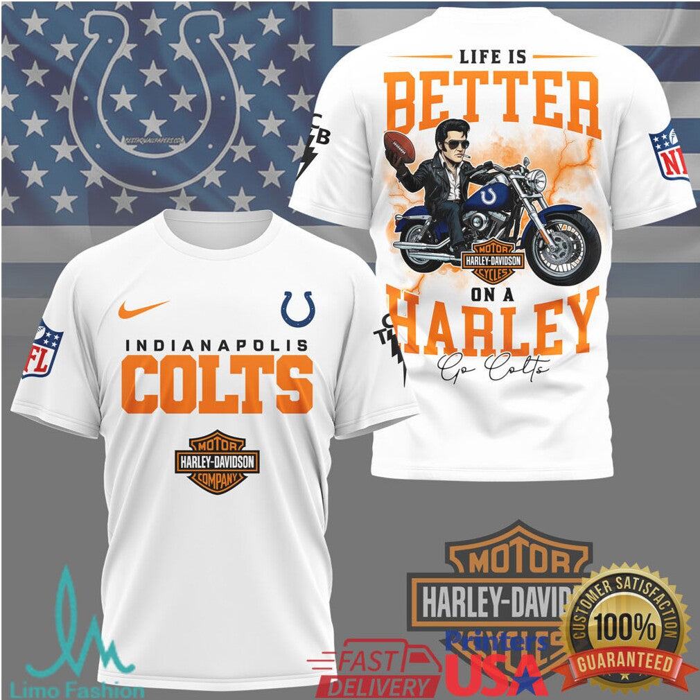 Indianapolis Colts Life Is Better On A Harley Biker Shirt - Limotees LLC