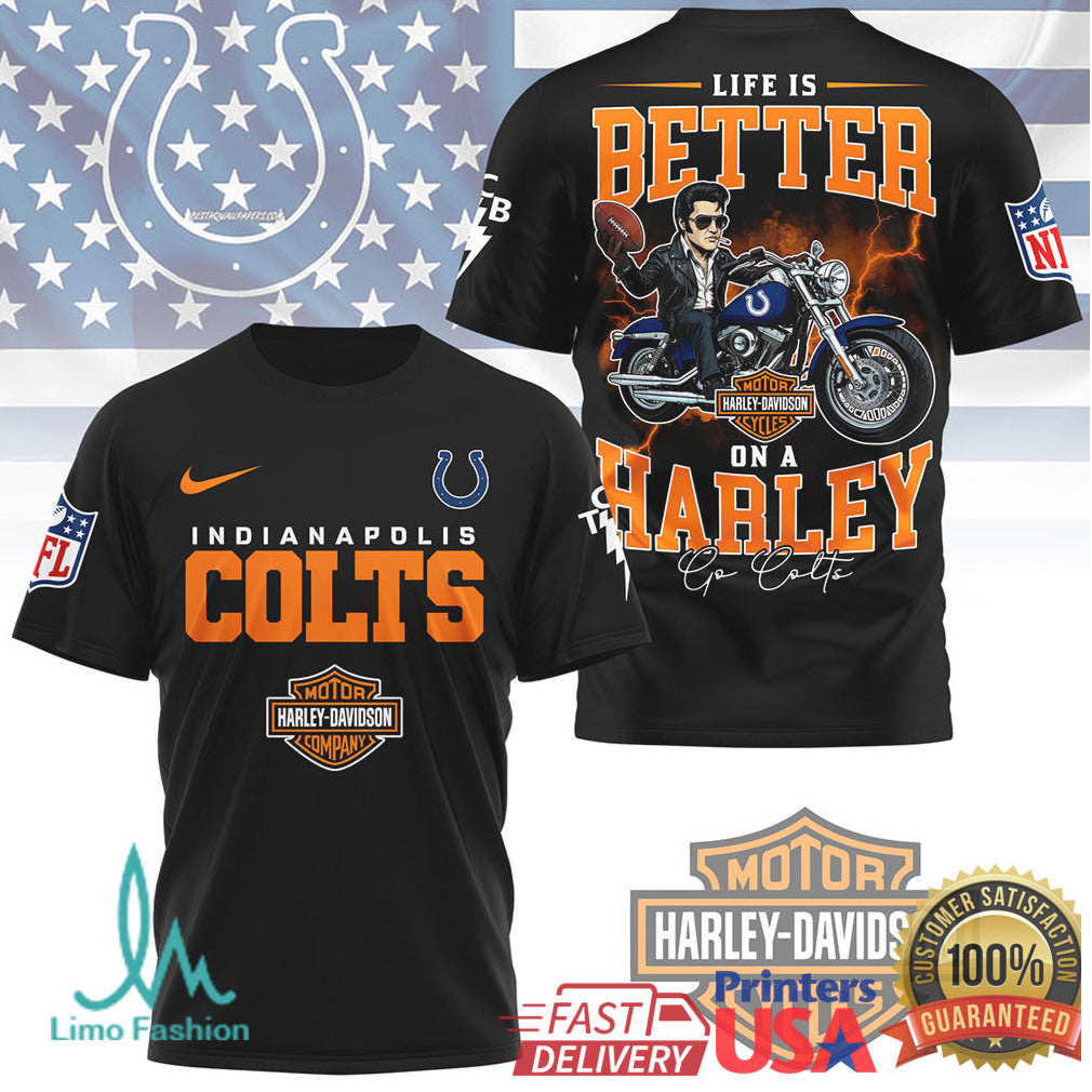 Indianapolis Colts Life Is Better On A Harley Biker Shirt - Limotees LLC