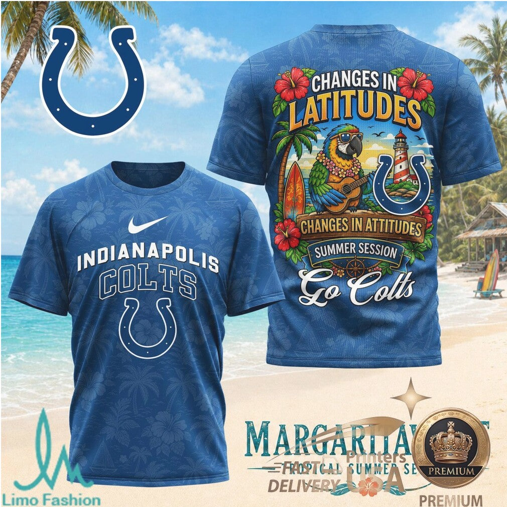 Indianapolis Colts Margaritaville Parrot Tropical Summer Session T Shirt - Limotees LLC