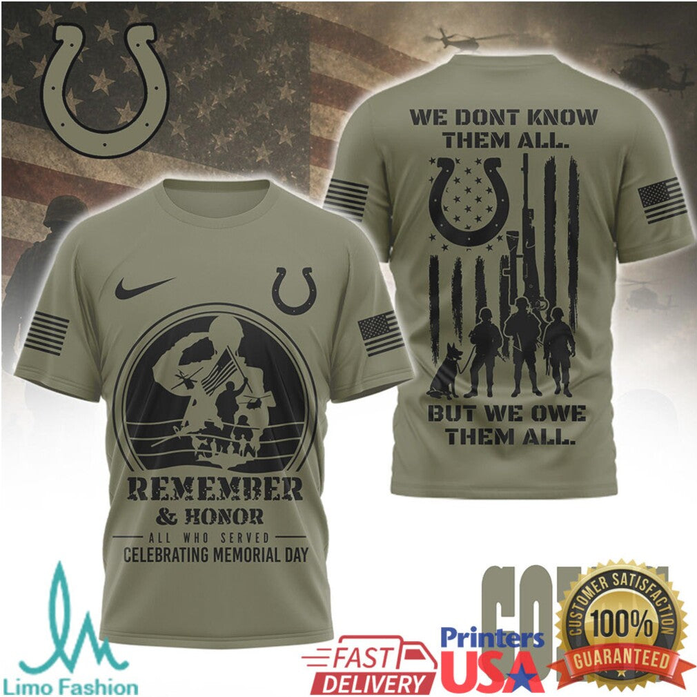 Indianapolis Colts Memorial Day Military Appreciation T Shirt Remember and Honor Veteran Gift - Limotees LLC