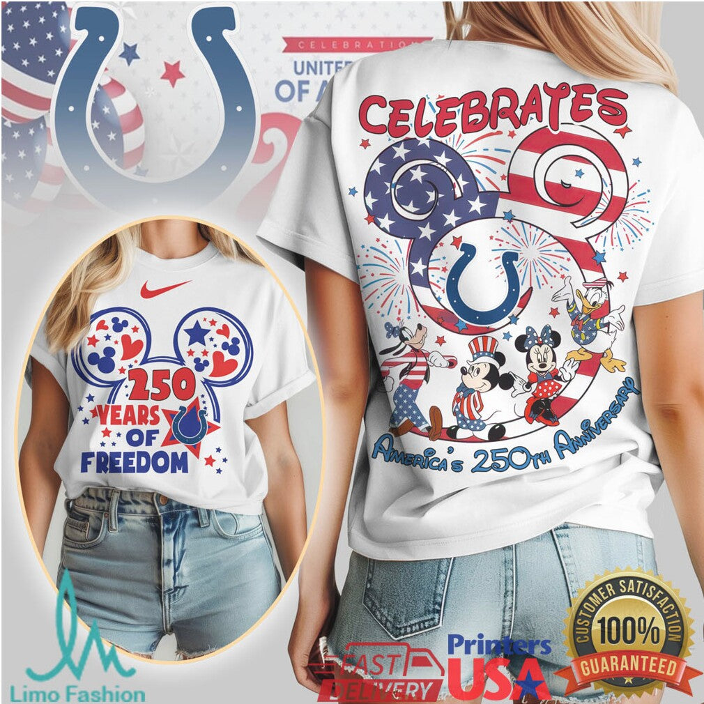 Indianapolis Colts Mickey & Friends 250 Years of Freedom T Shirt - Limotees LLC