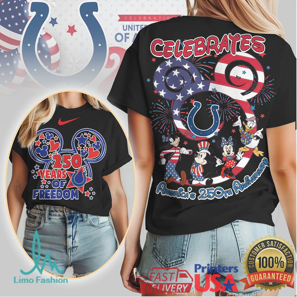 Indianapolis Colts Mickey & Friends 250 Years of Freedom T Shirt - Limotees LLC