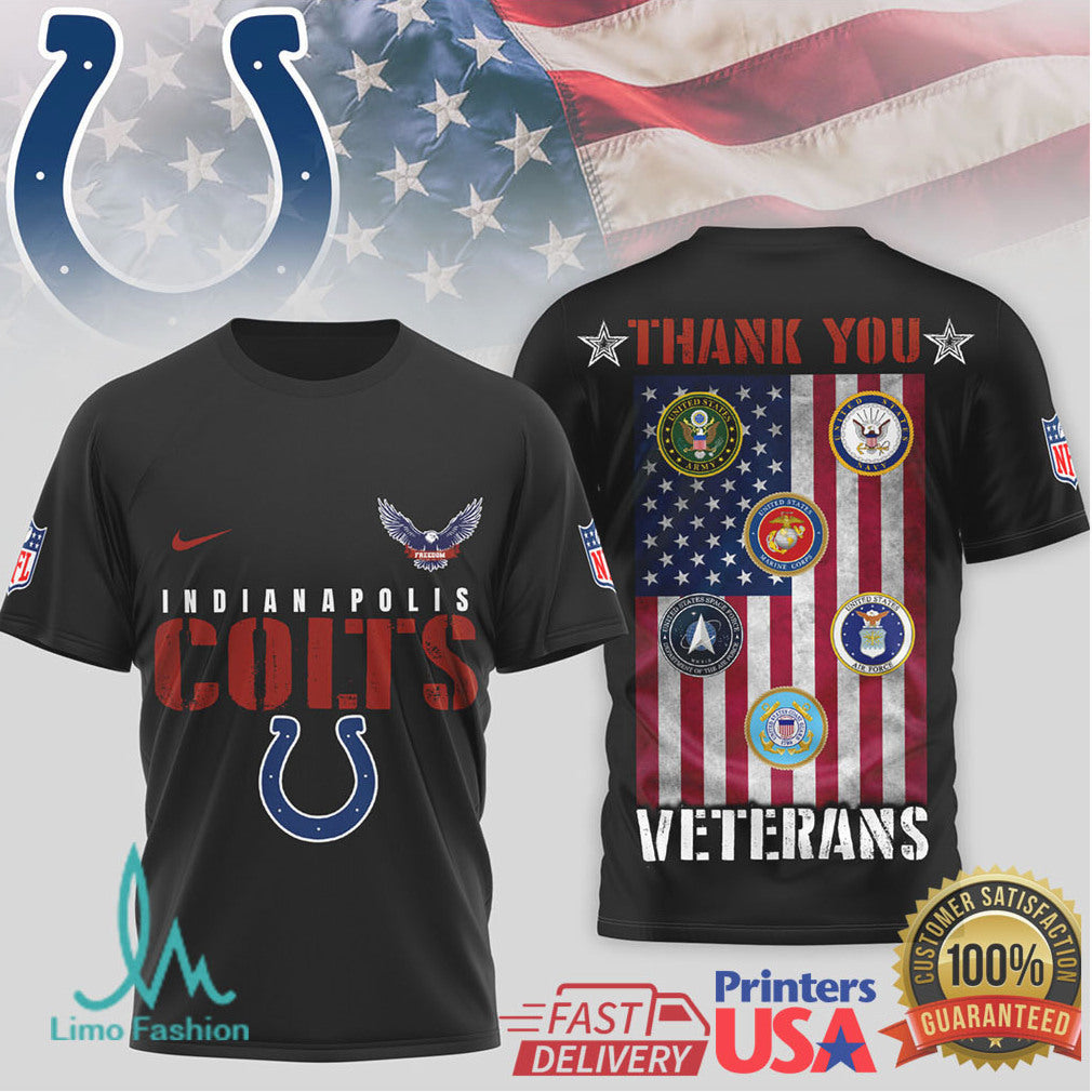 Indianapolis Colts Military Appreciation “Thank You Veterans” 3D T Shirt - Limotees LLC